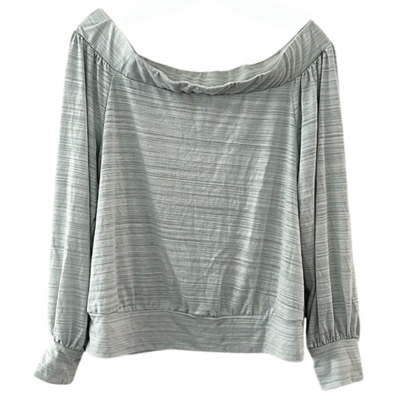 ACTING PRO • Striped Light Blue Off The Shoulder Long Sleeve Top Blouse - Picture 1 of 9